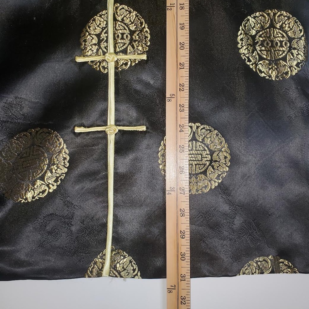 Mens Vintage Chinese Black/ Gold Tang Suit with Stand-up Collar (Jacket & Pants) - Picture 9 of 15